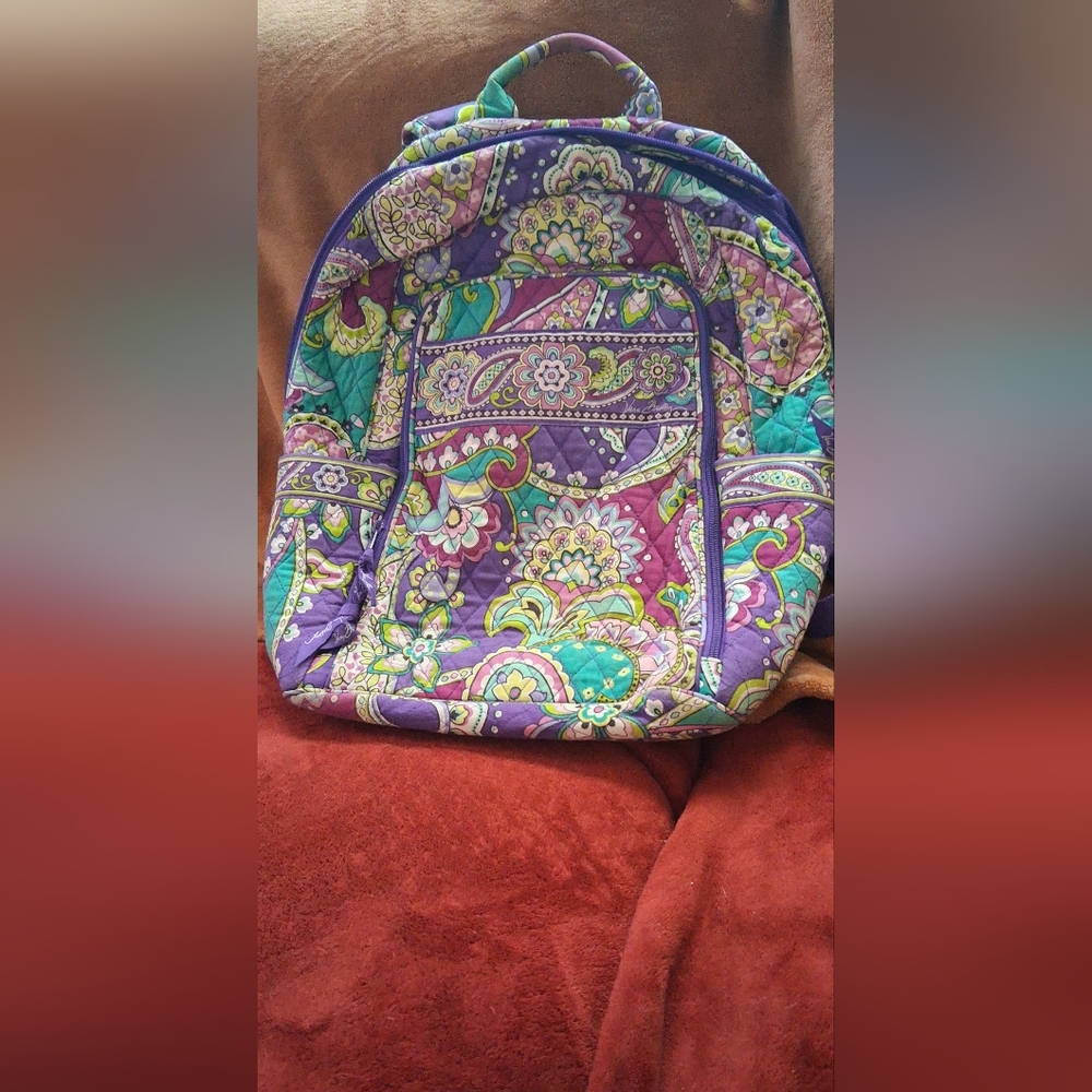 Vera Bradley Purple and Green Patterned Backpack